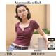 ABERCROMBIE & FITCH女裝25夏新款美式復(fù)古經(jīng)典小麋鹿亨利領(lǐng)修身短袖T恤KI139-5704 紫紅色 M (165/96A)