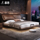DeRUCCI HOME慕思大象耳朵床2米x2米2主臥極簡(jiǎn)輕奢真皮網(wǎng)紅現代簡(jiǎn)約軟包懸浮床 加厚牛皮+鋼木床板單床+9星級獨 2000mmX2200mm