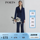 PORTS寶姿商場(chǎng)同款新品女裝明線中開叉喇叭褲闊腿褲 丈青 XS (2)