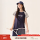 茵曼（INMAN）學(xué)院網(wǎng)球風(fēng)短袖T恤裙女2025夏季時尚撞色印花抽褶休閑連衣裙 寶藍色 M