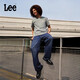 Lee寬松直筒深藍色經(jīng)典五袋款男闊腿牛仔褲休閑潮