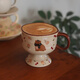 E7 生活復古貓咪咖啡杯拉花杯中古風水杯陶瓷杯子秋冬女生禮物 美拉德可愛動物杯