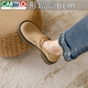 卡帝樂(lè )鱷魚(yú)（CARTELO）真皮勃肯鞋女樂(lè )福鞋單鞋休閑內增高小個(gè)子全包一腳蹬小碼323334碼 杏色   35