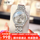 I&W CARNIVAL HWGUOJI瑞士品牌IW手表女機械表時尚百搭鑲鉆女表夜光防水女士腕表送女友 銀灰鋼帶｜進(jìn)口機芯｜禮盒包裝