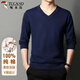啄木鳥(niǎo)（TUCANO）毛衣針織衫男純棉V領(lǐng)商務(wù)休閑舒適時(shí)尚百搭男裝打底衫 藍色XL
