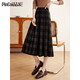 品彩（PinCai）半身裙女曠野美拉德時(shí)尚休閑格子中長(cháng)裙A字格子百褶裙P144B6002