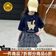 G.DUCKKIDS小黃鴨童裝女童夏裝套裝2025新款兒童衣服女孩夏季短袖裙褲兩件套 一整套 130 尺碼7~8歲【120-130cm】cm
