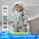 OAK FAMILY白鵝絨新生嬰兒羽絨服冬季連體衣外出保暖寶寶羽絨爬服新生兒衣服 絨球兔【兔子帽】 90cm