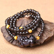 慈靈閣冰種黑曜石貔貅手鏈多圈男士手串禮物水晶飾品男女款禮品 4圈女款6mm