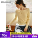Olrain歐芮兒黃色法式T恤女春季2025新款假兩件一字領(lǐng)溫柔風(fēng)上衣 黃色 M