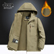 JEEP SPIRIT冬季棉服大碼休閑男士加絨加厚棉衣防風(fēng)防水外套沖鋒上衣運動(dòng)潮流 卡其色 2XL 136-150斤