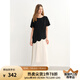 獨束（DUSHU）大碼女裝撞色拼接假兩件連衣裙2025夏季新品設(shè)計感減齡氣質(zhì)裙 赫本黑（短袖） 2XL （尺碼：4）