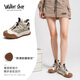 Walker Shop奧卡索休閑運(yùn)動鞋女登山鞋網(wǎng)面增高厚底健步鞋女V151018灰綠色37