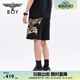 BOY LONDON春夏男女同款經(jīng)典老鷹燙金百搭潮牌短褲N14800 黑色 M