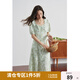 獨(dú)束大碼女裝【長(zhǎng)短款】溫柔碎花連衣裙女夏裝新款胖mm遮肉顯瘦A字裙 漫野綠蹤 M