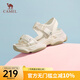 駱駝（CAMEL） 厚底涼鞋女夏季新款增高松糕沙灘鞋魔術(shù)貼時尚運動休閑涼鞋 L23M504136米色 36