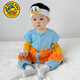 G. DUCKKIDS嬰兒衣服爬行服寶寶拖地爬爬服嬰兒連體衣擦地板防臟罩衣春秋夏季 天藍色短袖9分褲 夏 送護肘 80cm 80碼身高76厘米以下，19斤