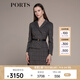 PORTS寶姿秋冬新品女裝縫制針織長袖中長連衣裙LM9N012NFE010 黑色格子 XS (2)