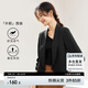 尚都比拉秋季高級(jí)感西服女帶肩墊職業(yè)通勤風(fēng)休閑小個(gè)子短款西裝 黑色 XL