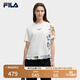 FILA 斐樂官方女子針織短袖衫2025夏新款時尚休閑舒適拼接圓領(lǐng)T恤 云菇白-WT XL 175/92A/XL