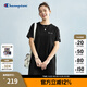 Champion冠軍連衣裙2025夏季新款簡約純色刺繡純棉短袖t恤裙女士 黑色 L