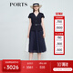 PORTS寶姿女裝2025春夏新款優(yōu)雅淑女經(jīng)典通勤拼接紗裙收腰連衣裙 丈青色 XS 2