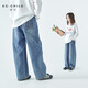 棵初2025年秋季新款親子中大女童立體蝴蝶結長(cháng)褲水洗藍純棉牛仔褲
