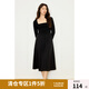 獨(dú)束大碼女裝赫本風(fēng)修身顯瘦針?biāo)笃催B衣裙2025春裝新款中長款裙子 瘦瘦黑 2XL (尺碼：4)