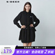 S.DEER圣迪奧春季女裝抽繩連帽撞色字母收腰毛衣針織衫S221Z3516 黑色/91 M 165