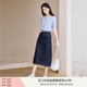 香影a字牛仔半身裙女2025夏裝新款梨形遮胯傘裙中長(cháng)款藏青色裙子 套裝3 藍色短袖+半身裙套裝 L 165/88A/110-125斤
