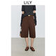 LILY2025秋新款純棉復古氣質(zhì)寬松休閑通勤A(yíng)字牛仔褲五分褲女中褲 732巧克力色 L