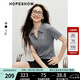 紅袖復古絞花短袖針織衫2025夏季新款女裝字母繡正肩POLO領(lǐng)別致短上衣 煙灰056 L