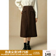 獨(dú)束大碼女裝燈芯絨高腰半身裙2024冬季新品胖mm顯瘦中長(zhǎng)款半裙 板栗棕（短裙） 2XL (尺碼：4)
