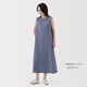 無印良品（MUJI）女式易干彈力泡泡紗無袖連衣裙女裝裙子長裙25年夏季連身裙 煙熏藍色 M （160/84A）