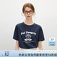 范思藍恩正肩印花T恤女2025夏裝新款韓系寬松簡(jiǎn)約圖案休閑t恤上衣 藏青色 L