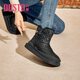 大東雪地靴女鞋冬季甜美風(fēng)低跟平底套筒短靴圓頭加絨鞋0712 黑色 36
