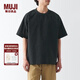 無(wú)印良品（MUJI）男式 涼感 圓領(lǐng)短袖T恤 舒適涼爽 男夏裝t恤 ACC25A3S 黑色 2XL (185/112A)