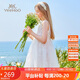 英氏（YEEHOO）女童公主裙兒童連衣裙中大童裝禮服無袖網(wǎng)紗背心裙子夏 白色 140 