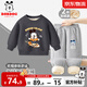 巴布豆寶寶衣服男童加絨套裝冬季新款中小童加厚保暖防風(fēng)卡通洋氣童裝 石墨灰 帽衫巴布+灰 藍帽巴布X 100