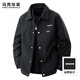 馬克華菲春秋季夾克男新款商務(wù)潮牌高級感翻領(lǐng)秋裝外套 2XL  黑色夾棉款