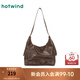 熱風(fēng)（Hotwind）秋季新款女士擦色做舊復(fù)古棕色單肩包大容量休閑女包包 131黑棕 F