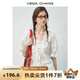 VEGA CHANG白色襯衫女2025新款夏蕾絲方領(lǐng)系帶泡泡袖甜美短款小衫 晨霧白 S
