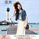 香影牛仔外套短款女2025夏季新款純棉深色復古小個(gè)子百搭短袖上衣 牛仔藍 S