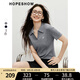 紅袖復(fù)古絞花短袖針織衫2025夏季新款女裝字母繡正肩POLO領(lǐng)別致短上衣 煙灰056 L