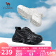 駱駝（CAMEL）老爹鞋女網(wǎng)布皮面拼接雙系帶厚底休閑鞋 L23S703108W 黑色透網(wǎng) 40