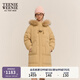 Teenie Weenie小熊女裝時(shí)尚冬季簡(jiǎn)約風(fēng)學(xué)院風(fēng)大毛領(lǐng)羽絨服外套長(zhǎng)款 卡其色 S (160)