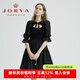 卓雅周末（JORYA weekend）卓雅2023夏新款甜美蝴蝶結(jié)挖空拼接喇叭袖連衣裙EJWCAR97 黑色-預(yù)售7天 S-預(yù)售7天