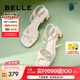 百麗（Belle）方頭一字帶涼鞋女商場(chǎng)同款粗跟涼鞋A9X1DBL4 米白 36 (230mm)