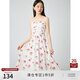 自巧小個(gè)子紅色碎花吊帶連衣裙女2024春夏新款針織開衫中長裙套裝 玫瑰印花吊帶裙 M (4碼)