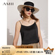 AMII2025夏新款極簡(jiǎn)仿醋酸緞?shì)p奢純色百搭無袖上衣吊帶背心女 黑色 160/84A/M